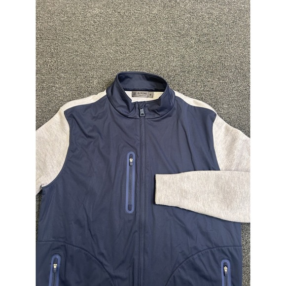 G/Fore Merino Wool Hybrid Full Zip Jacket Navy/Biege Mens Size Medium Golf Wear - Picture 1 of 9